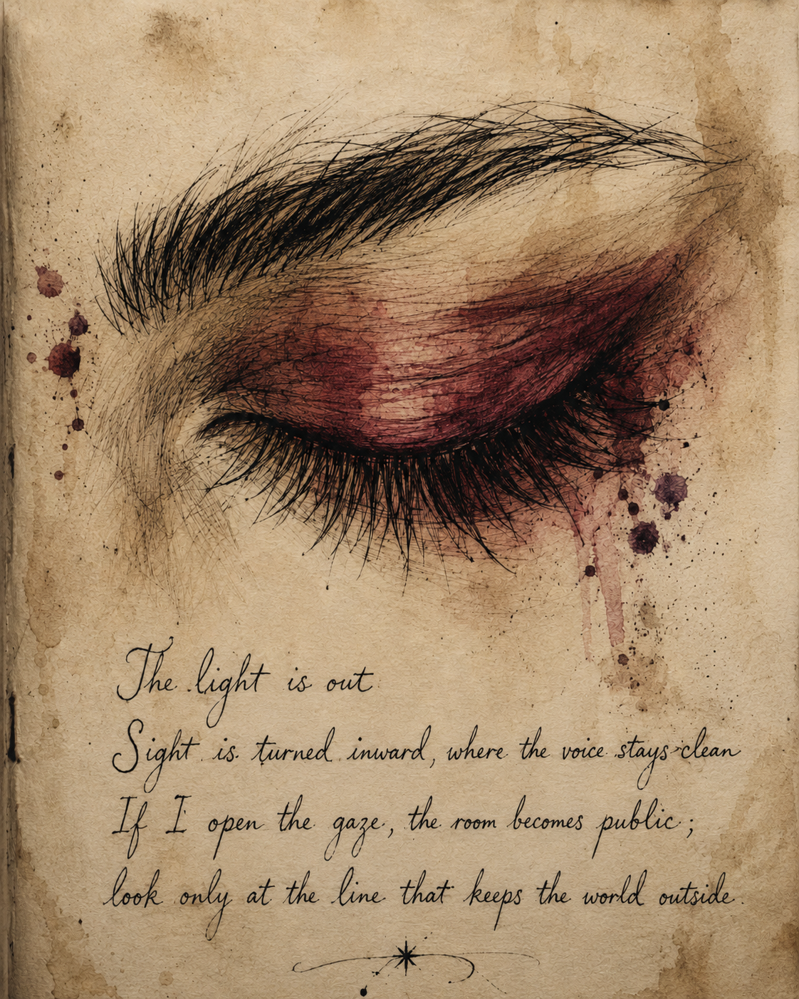 Watercolor close-up artwork of a closed eye
