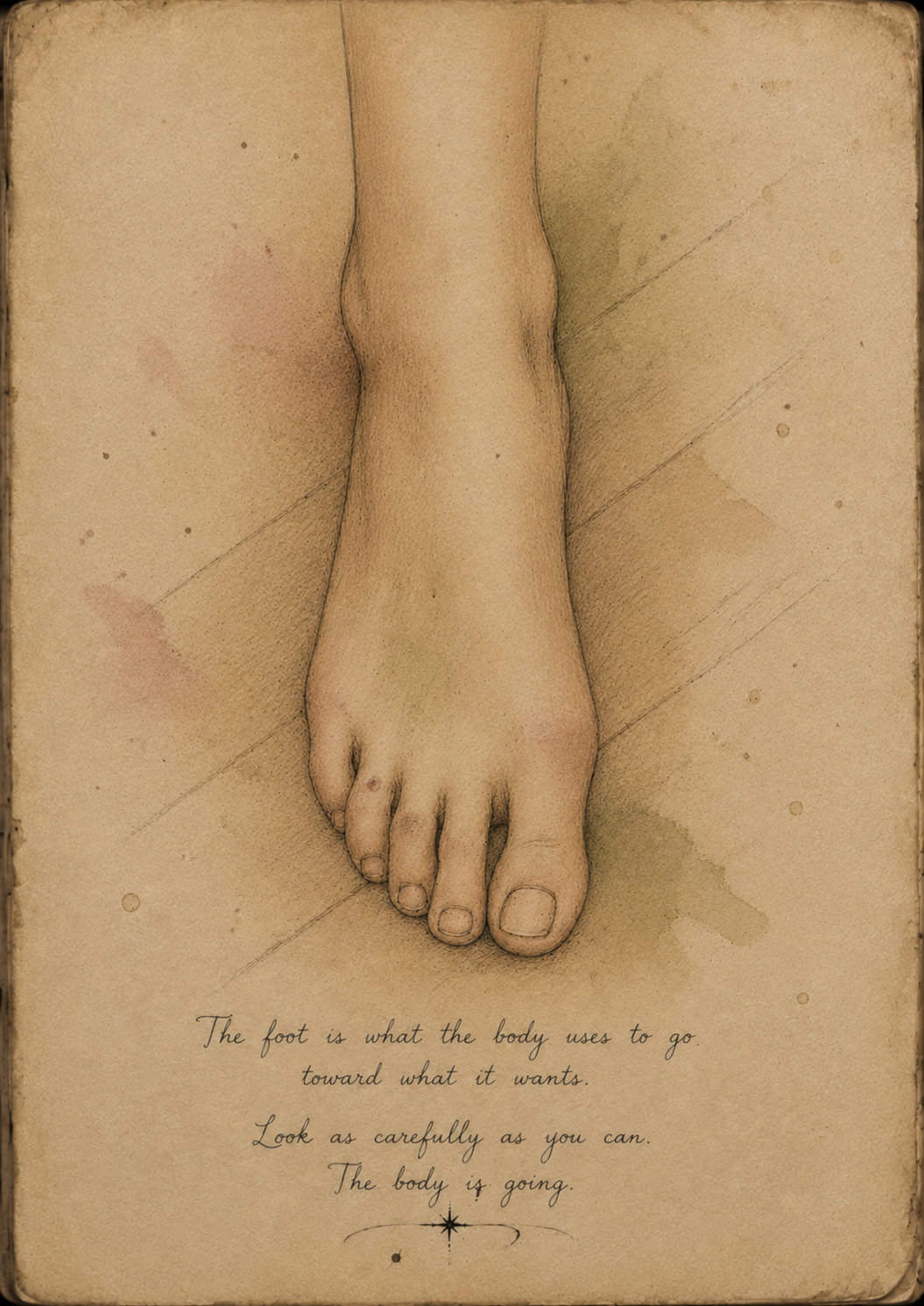 Watercolor close-up artwork of a foot